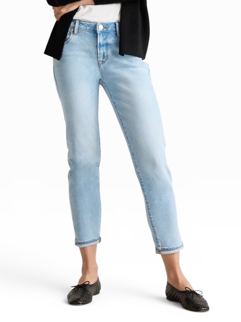 Quince Luna Slim Boyfriend Fit Low Stretch Jeans Cool Blue Size 30